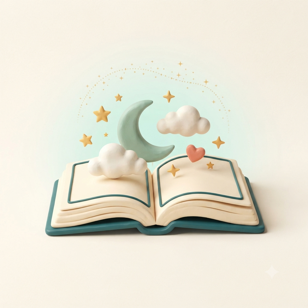 Livre de contes avec lune et étoiles en pop-up