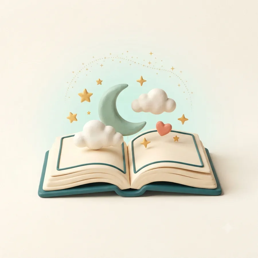 Livre de contes avec lune et étoiles en pop-up